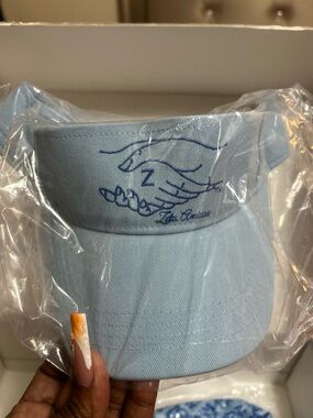 Light Blue Embroidered Visor with Hand Logo
